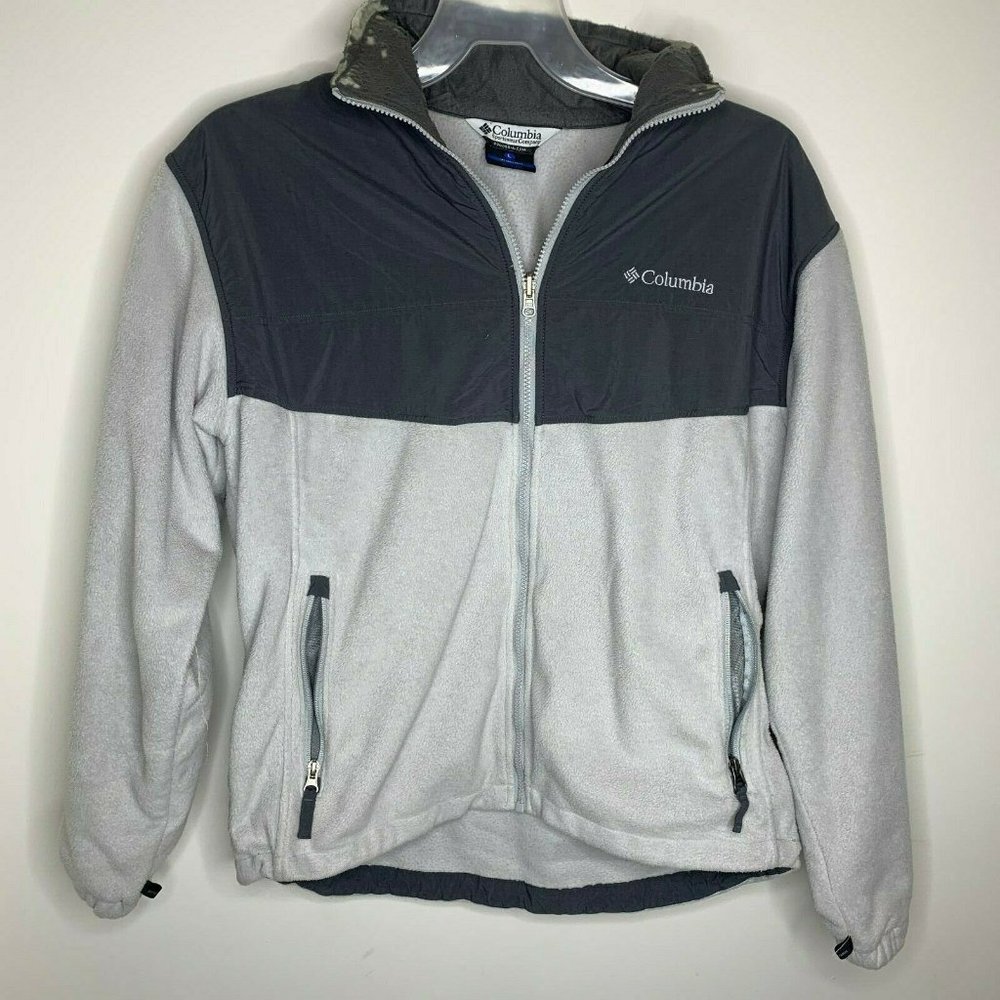 Columbia Mens L Grey Long Sleeve Zip Up Jacket